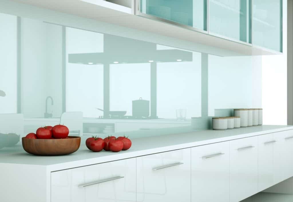 Glass kitchen backsplash