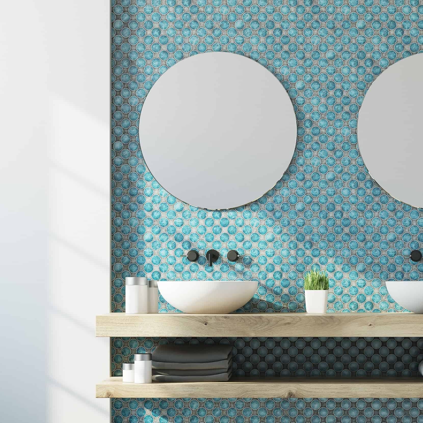 Bathroom tile mosaic backsplash